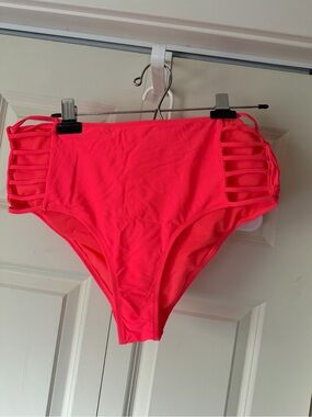 Fashion Nova High-Waist Cutout Shorts - Neon Coral